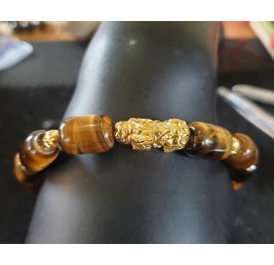 Đá mắt hổ thiên nhiên phối tỳ huơu vàng.
