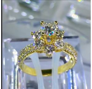 Nhẫn vàng 18k Hoa mai-hột chủ 4.5li