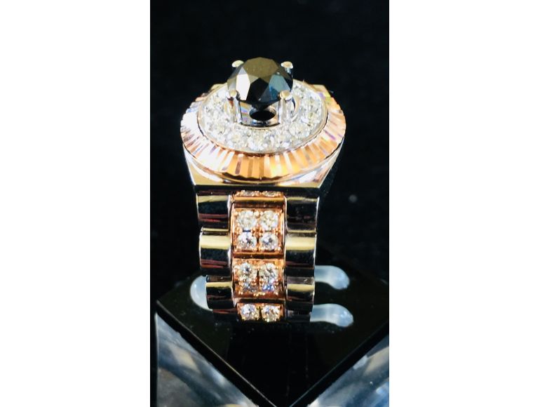 Nhẫn xoàn Nam Rolex -kim cương đen 6.3ly