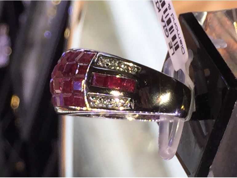 Nhẫn xoàn nam phối ruby vuông