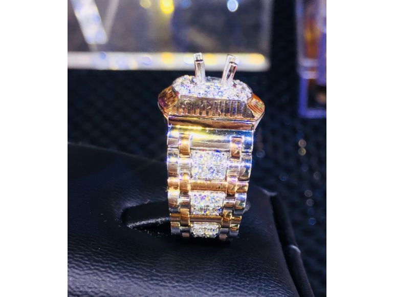Nhẫn xoàn nam mặt vuông rolex